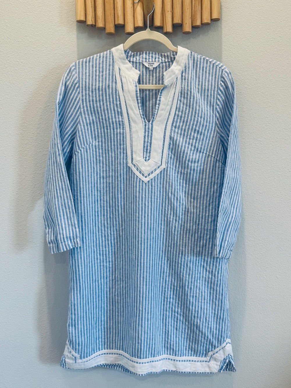 Crown & Ivy Blue and White Striped Tunic Dress